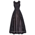 Belle Poque Retro Vintage Gothic Viktorianischen Stil Ärmellos U-Ausschnitt Spitze &amp; Satin Kleid BP000378-1